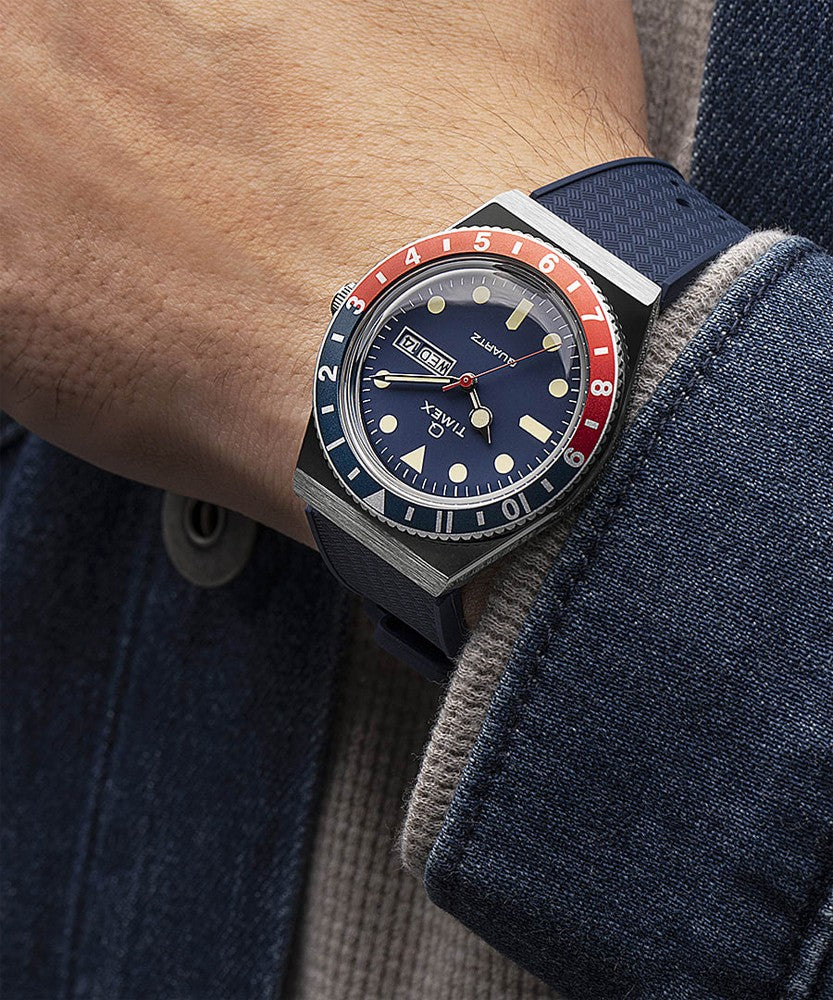 Timex Q Blå 1978 Reissue Gummi 38mm Klocka Armbandsur TW2V32100 Ny