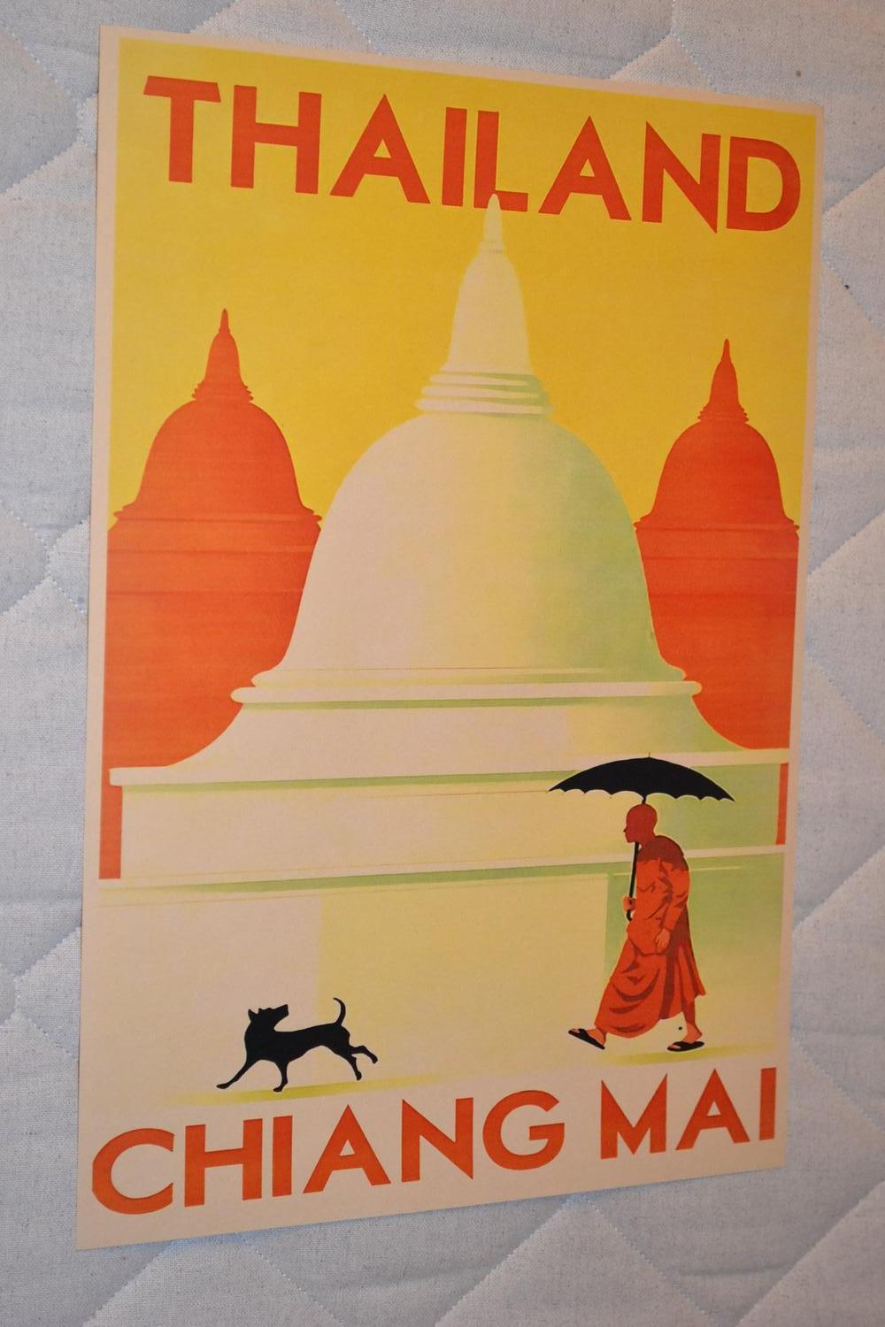 Thailand Chiang Mai Retro Poster Affisch 30*42cm Ny