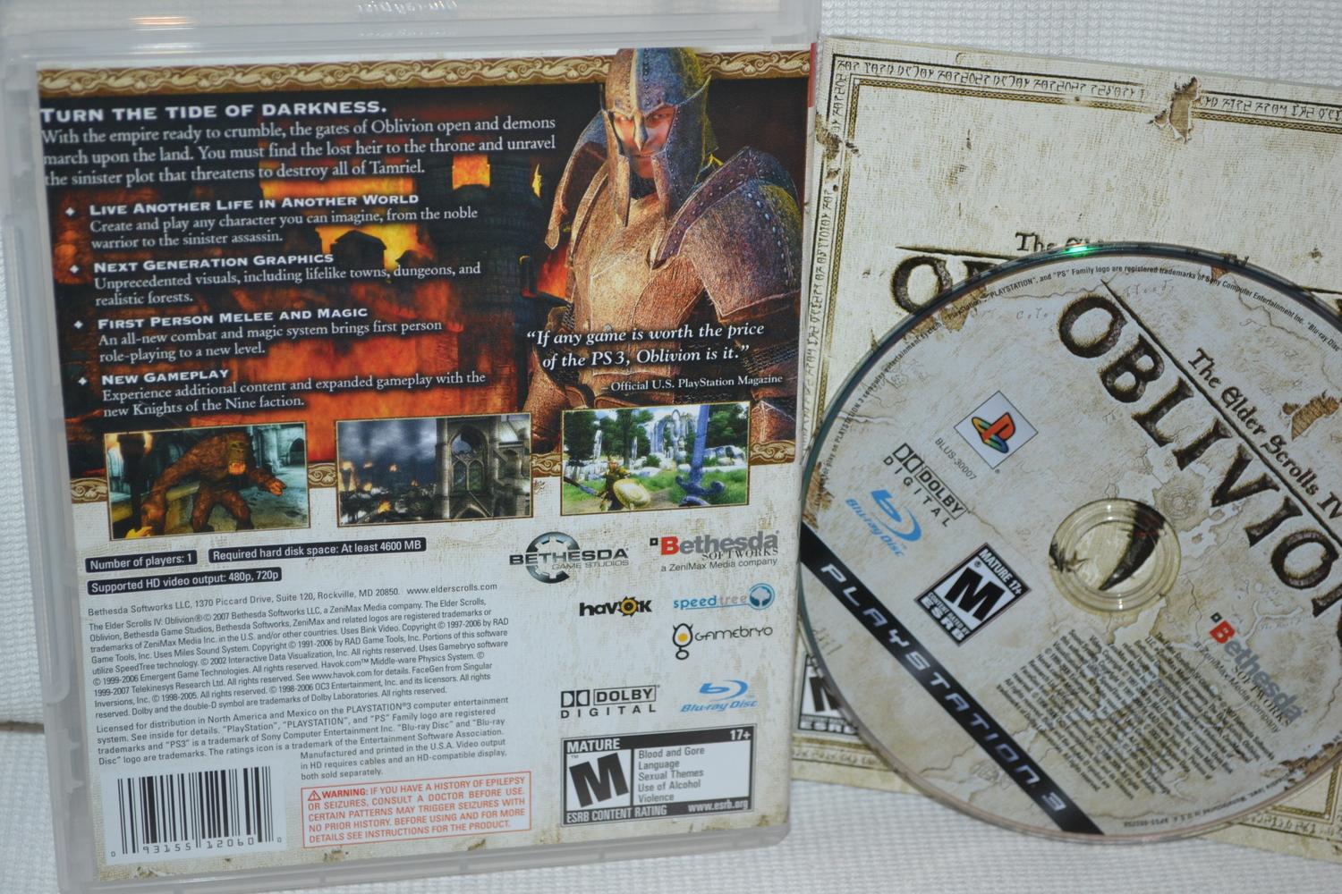 Oblivion: Elder Scrolls IV PS3 Playstation 3 Komplett NTSC Fint Skick