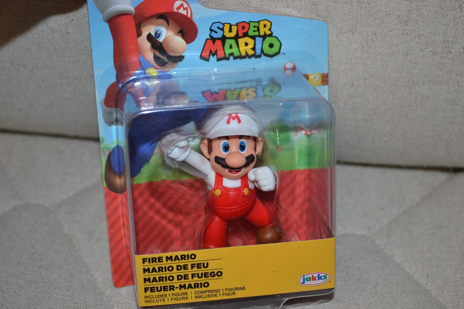 Fire Eld Mario Figur fr Super Mario Nintendo (Wave 34) Jakks 6cm Ny