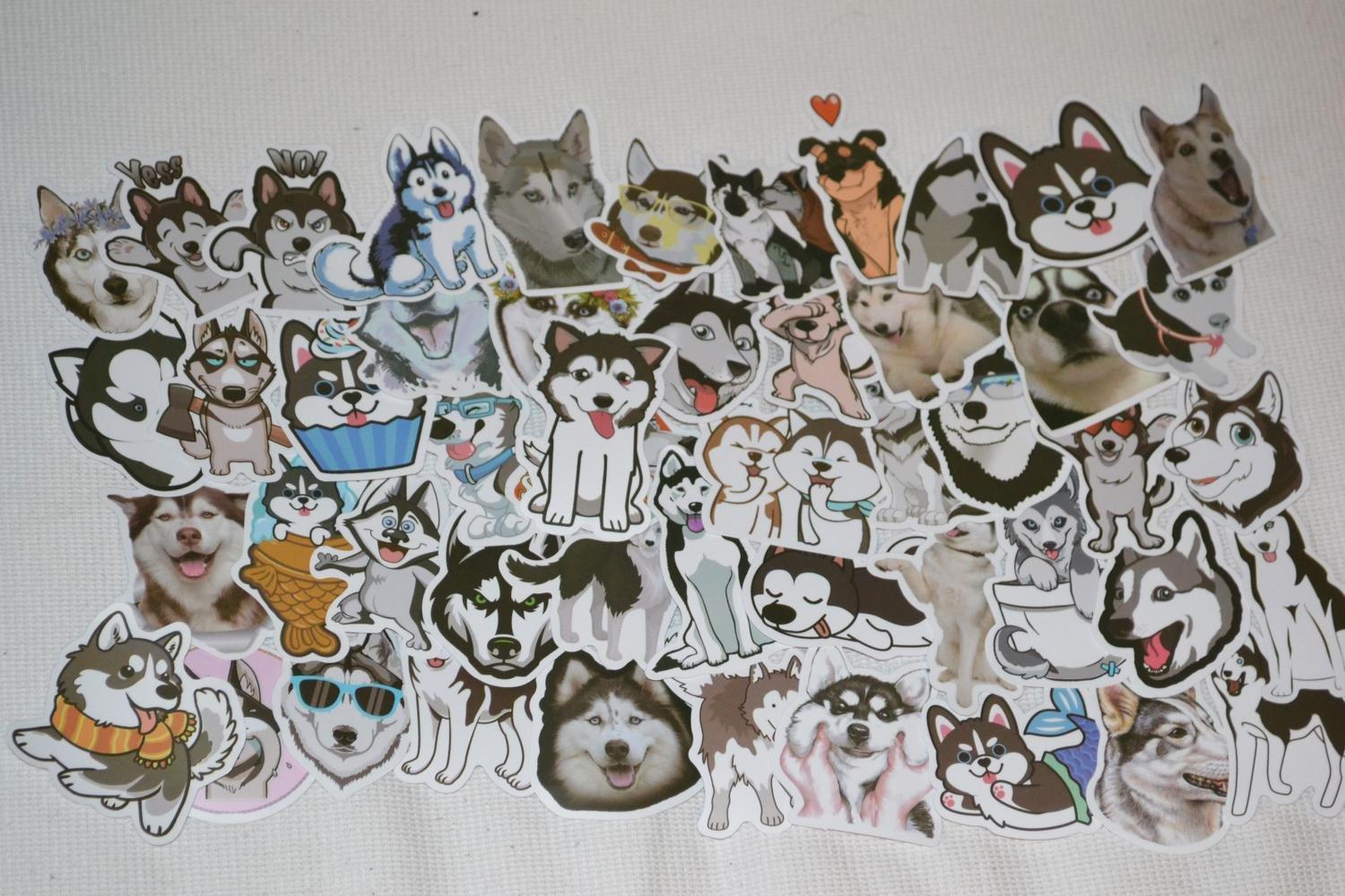 Alaskan Husky Hund 50st Klistermärken 8-6cm Ny