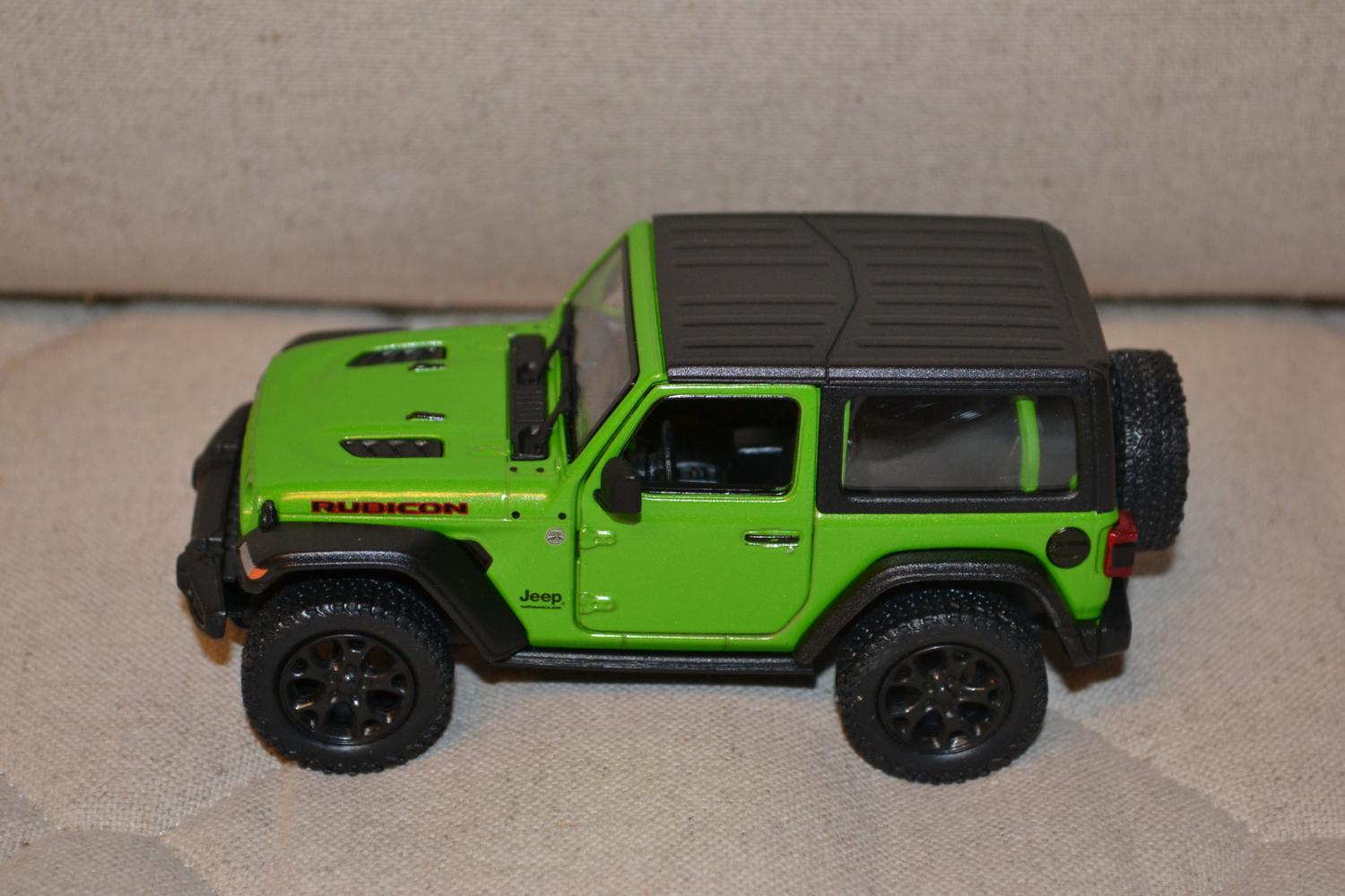 Grön Jeep Wrangler Rubicon Hard Top 2017 1:34 Kinsmart 13cm Ny
