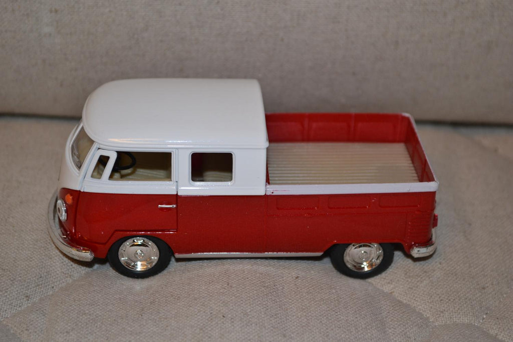 Röd Volkswagen Folkbuss Double Cab 1963 1:34 Kinsmart 13cm Ny