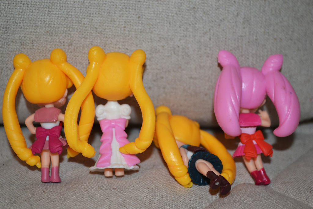 4st Sailor Moon Figurer (Crystal Usagi, Chiba, Aino Q, Minako) 6cm Ny