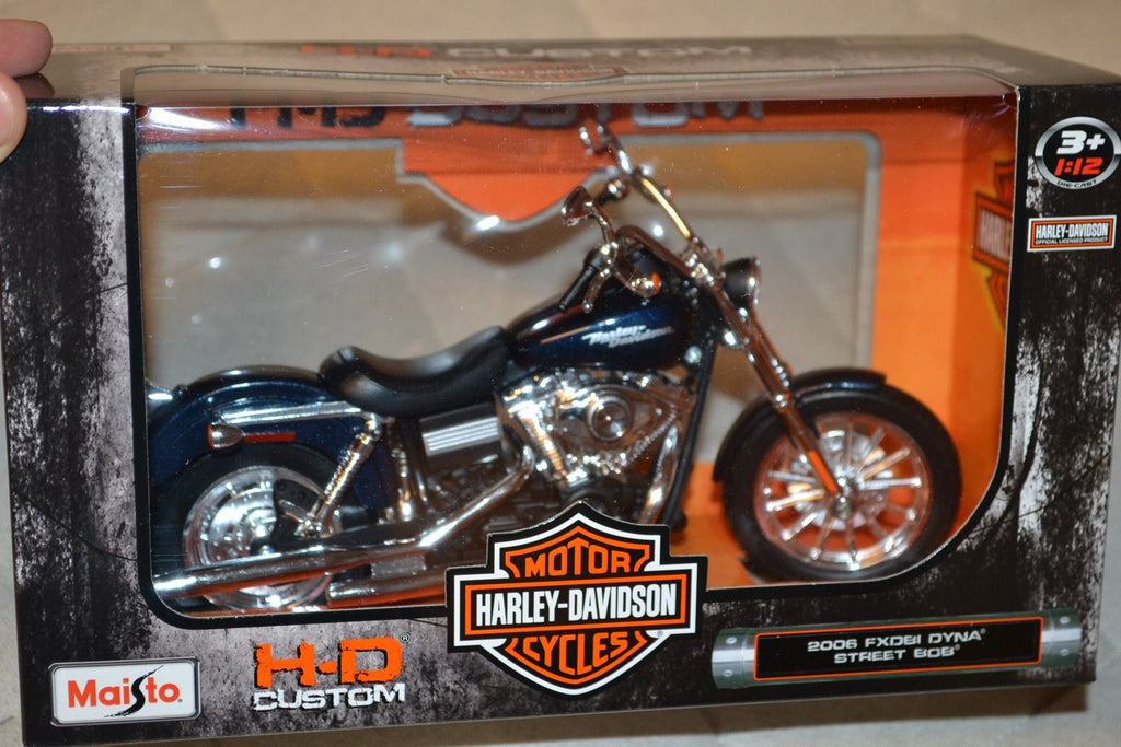 2006 FXDBI Dyna Street Bob Blå Harley-Davidson Motorcykel 1:12 Maisto 18cm Ny
