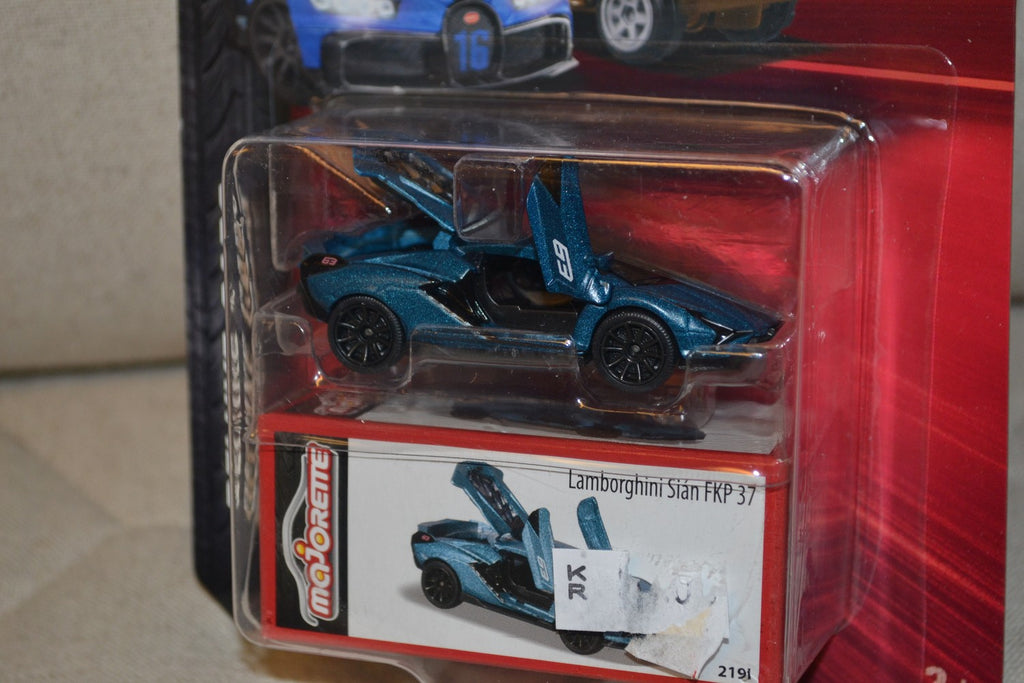 Lamborghini Sian FKP 37 Blå Majorette 1:64 7cm Öppningsbara delar Ny