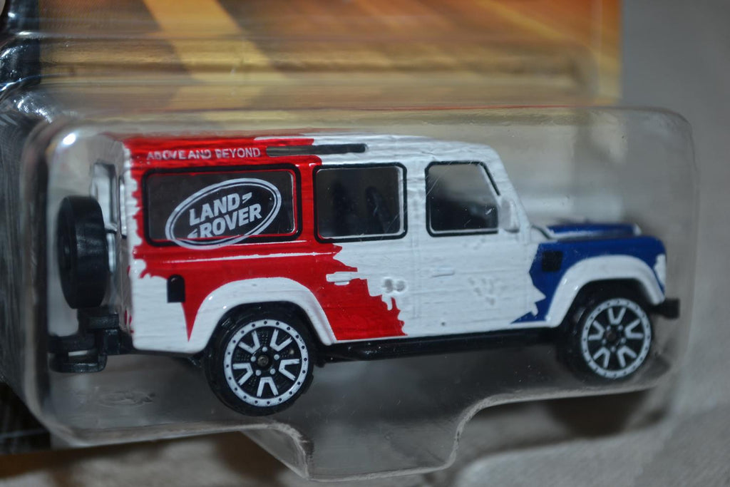 Land Rover Defender 110 Vit/Röd/Blå 1:64 Majorette 8cm Ny