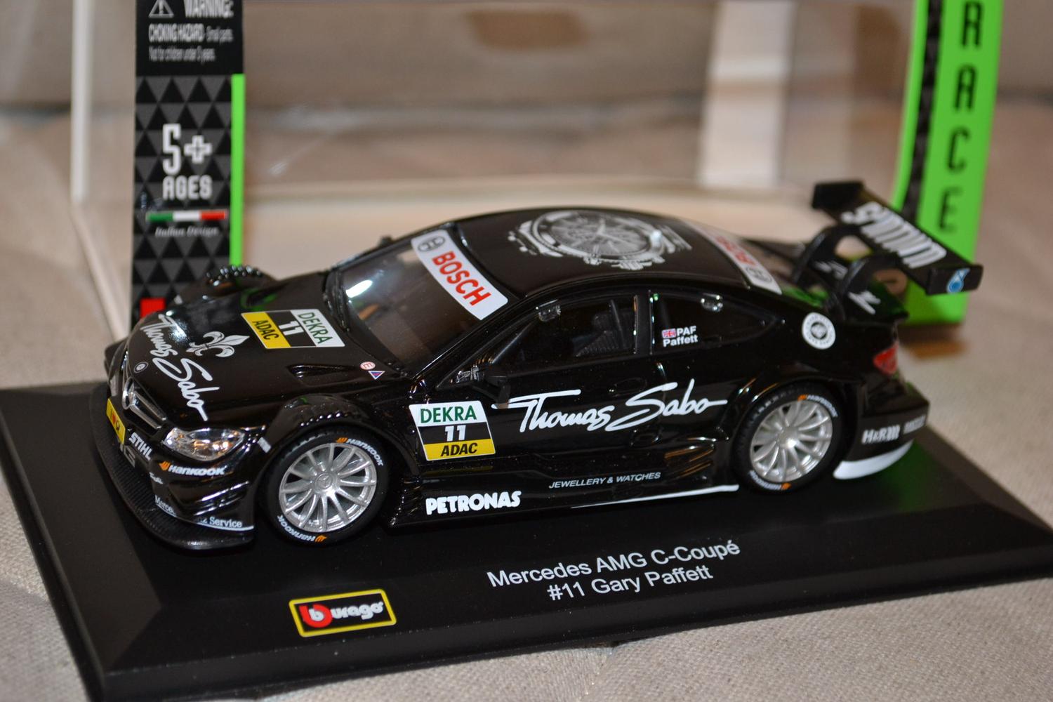 Mercedes AMG C-Coupé #11 Gary Pafett Svart 1:32 Burago 14cm DTM Race Ny