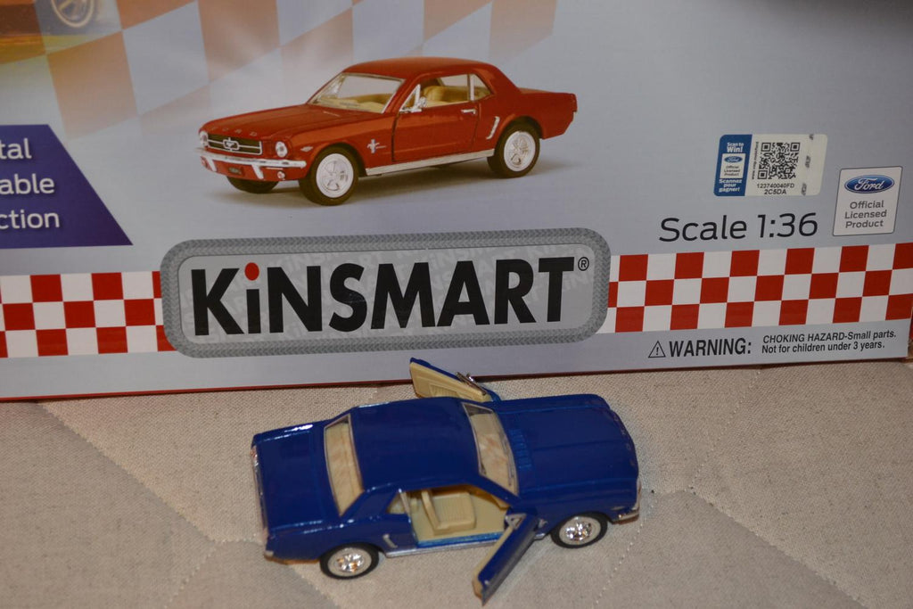 Blå Ford Mustang 1964 1:36 1:38 Kinsmart 12cm Ny