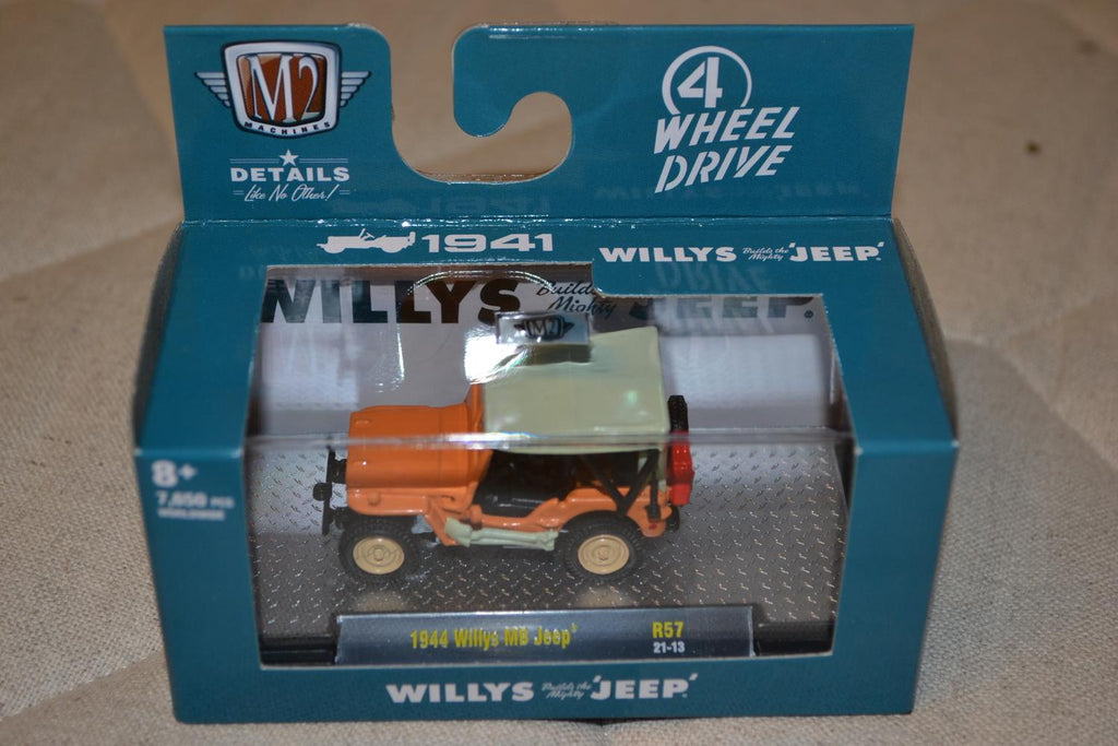1944 Willys MB Jeep Orange 1:64 M2 Machines (Auto-Meets 57) 6cm Ny