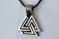 Stor Valknut Halsband Viking (Tenn Handgjord) Smycke Ny