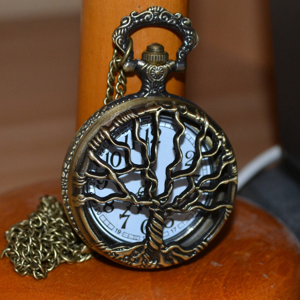 Träd Klassiskt Grenar m. Hålighet Fickur Quartz klocka (Vintage Brons) Ny